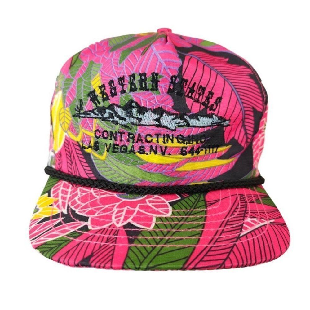 Western States Contracting Hawaiian Snapback Hat Mens One Size Vintage 80s Rope